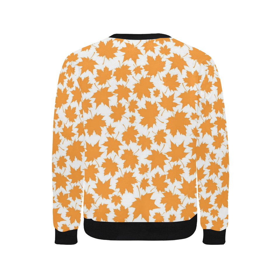 Orange Maple Leaf pattern Men's Crew Neck Sweatshirt