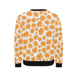 Orange Maple Leaf pattern Men's Crew Neck Sweatshirt