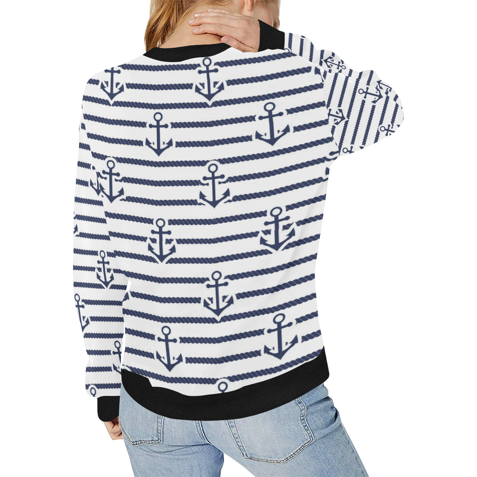Anchor rope nautical  pattern Women's Crew Neck Sweatshirt