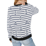 Anchor rope nautical  pattern Women's Crew Neck Sweatshirt