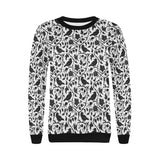 Crow dark floral pattern Women's Crew Neck Sweatshirt