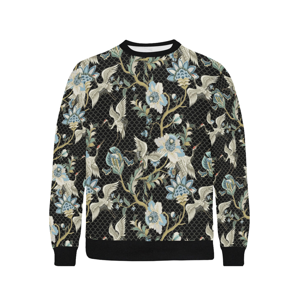 Japanese crane ornament elements Men's Crew Neck Sweatshirt