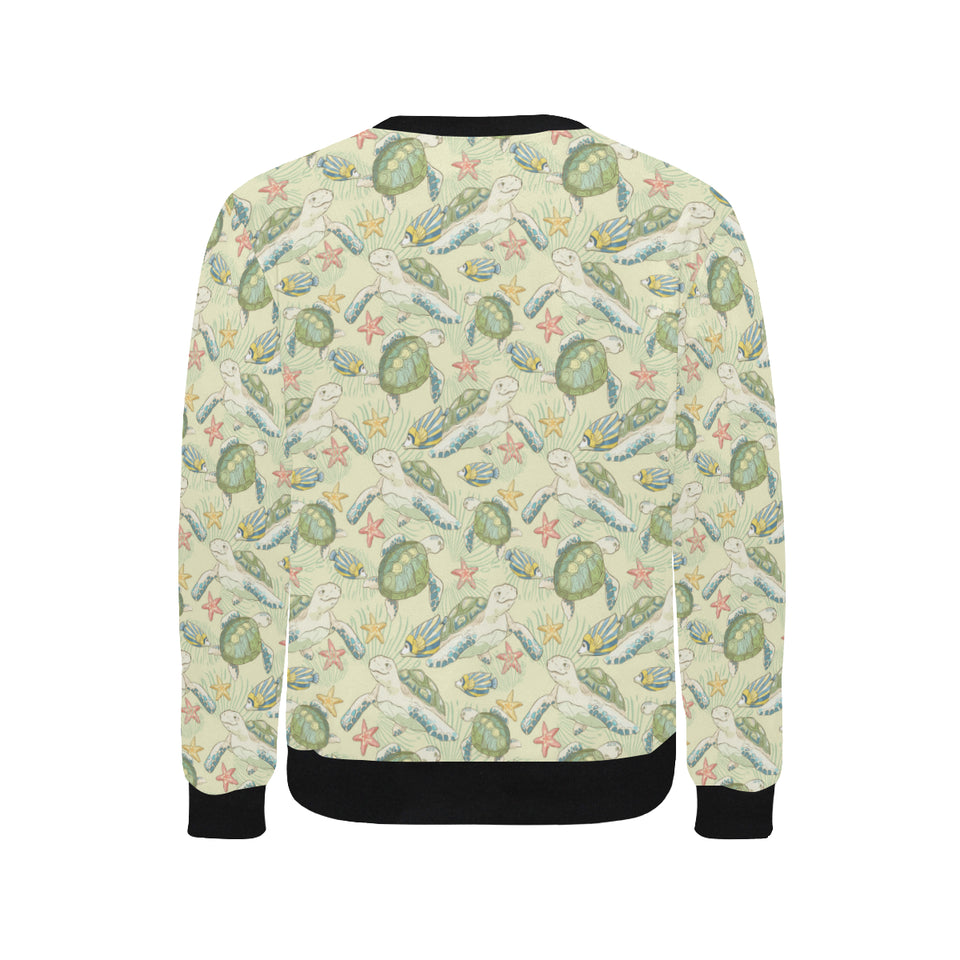 Hand drawn sea turtle fish pattern Men's Crew Neck Sweatshirt