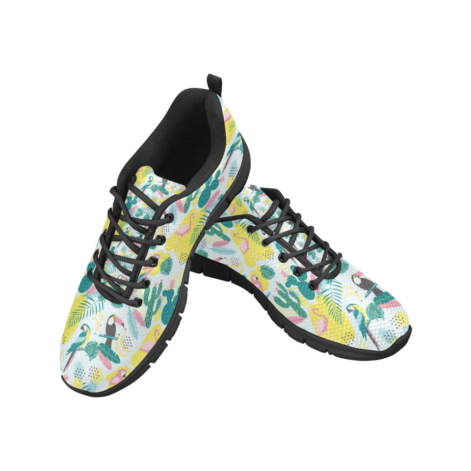 Cute parrot toucan flamingo cactus exotic leaves p Women's Sneaker Shoes