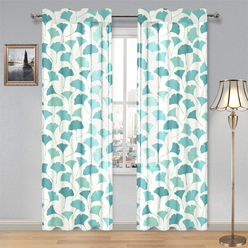 Green ginkgo leaves pattern Gauze Curtain