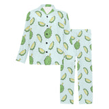 Durian pattern blue background Men's Long Pajama Set