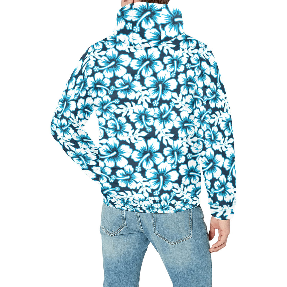 Hibiscus Pattern Print Design 04 Men's Padded Hooded Jacket
