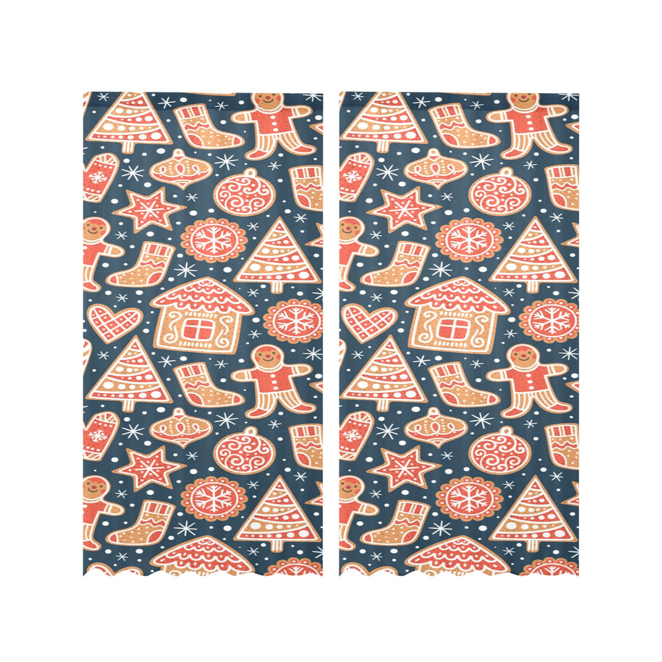 Christmas gingerbread cookie pattern Gauze Curtain