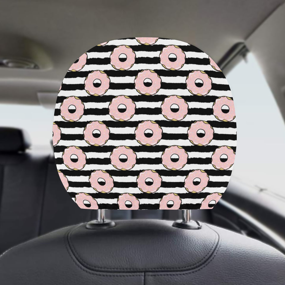 Donuts pink icing striped pattern Car Headrest Cover