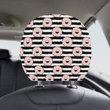 Donuts pink icing striped pattern Car Headrest Cover
