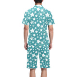 Vintage star pattern Men's V-Neck Short Pajama Set