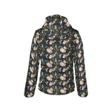 Hummingbird Pattern Print Design 03 Women's Padded Hooded Jacket