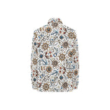 Cute nautical steering wheel anchor pattern Women's Long Sleeve Polo Shirt