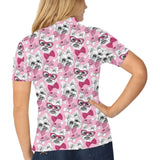 Yorkshire Terrier Pattern Print Design 03 Women's All Over Print Polo Shirt