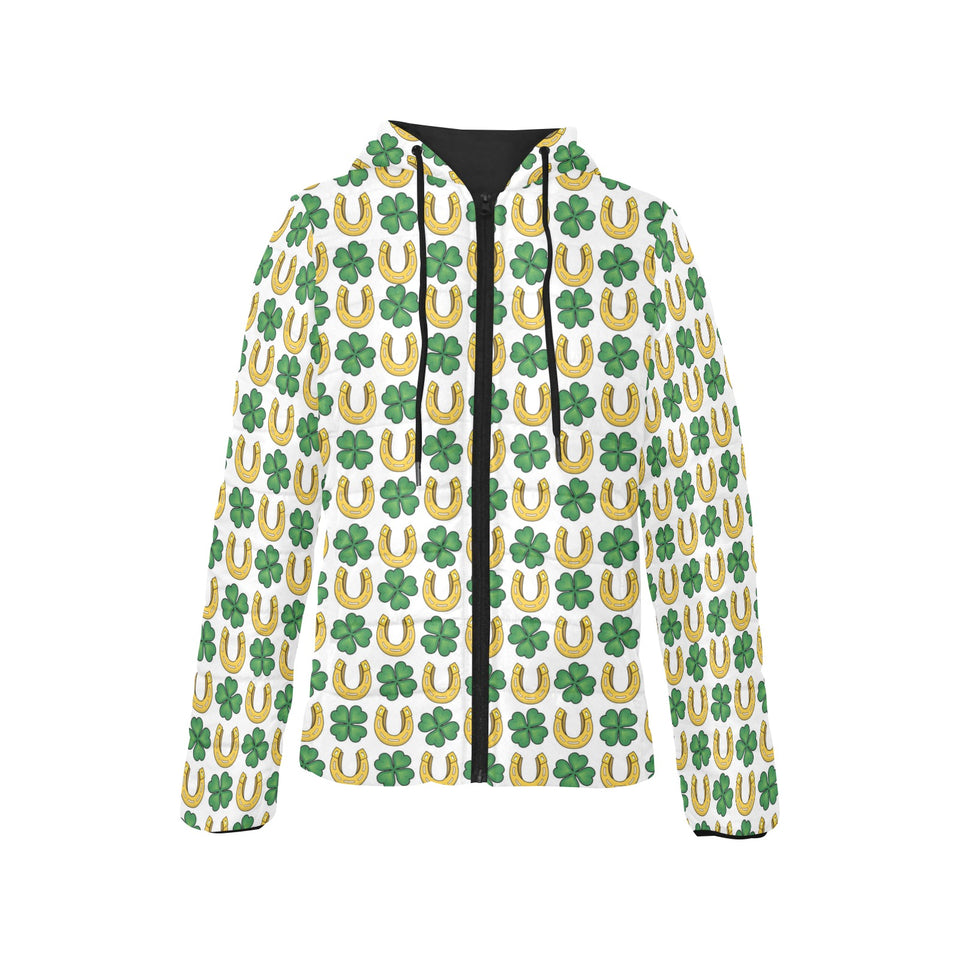 Horseshoes Pattern Print Design 04 Women's Padded Hooded Jacket