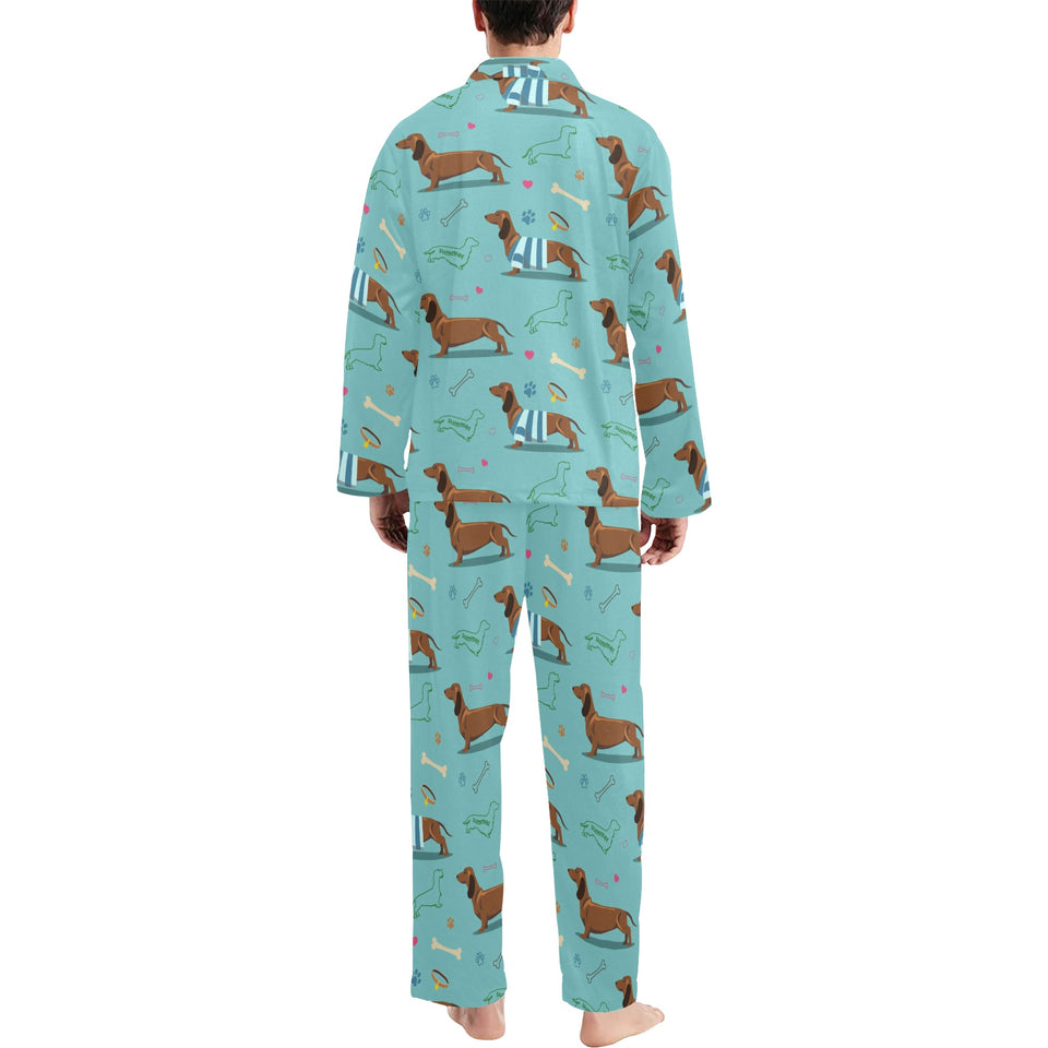 Dachshund decorative background Men's Long Pajama Set