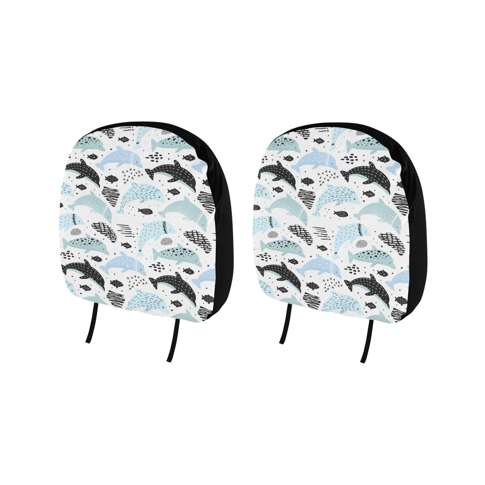 Cute dolphins Childish Style pattern Car Headrest Cover