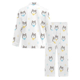 Cute Siberian Husky pattern Men's Long Pajama Set