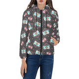 Camera Pattern Print Design 04 Women's Padded Hooded Jacket