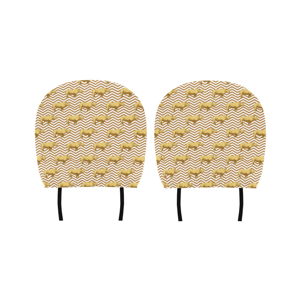 Rhino yellow theme pattern Car Headrest Cover