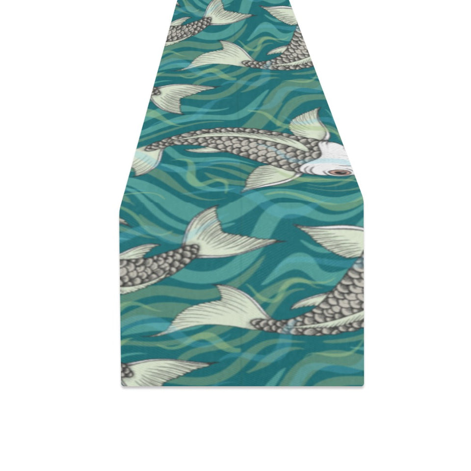Koi Fish Carp Fish lotus pattern Table Runner