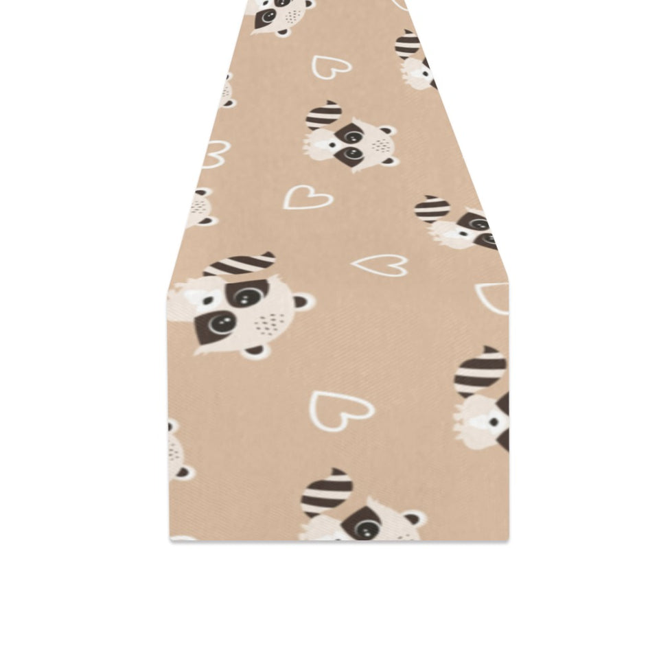 Cute raccoon heart pattern Table Runner
