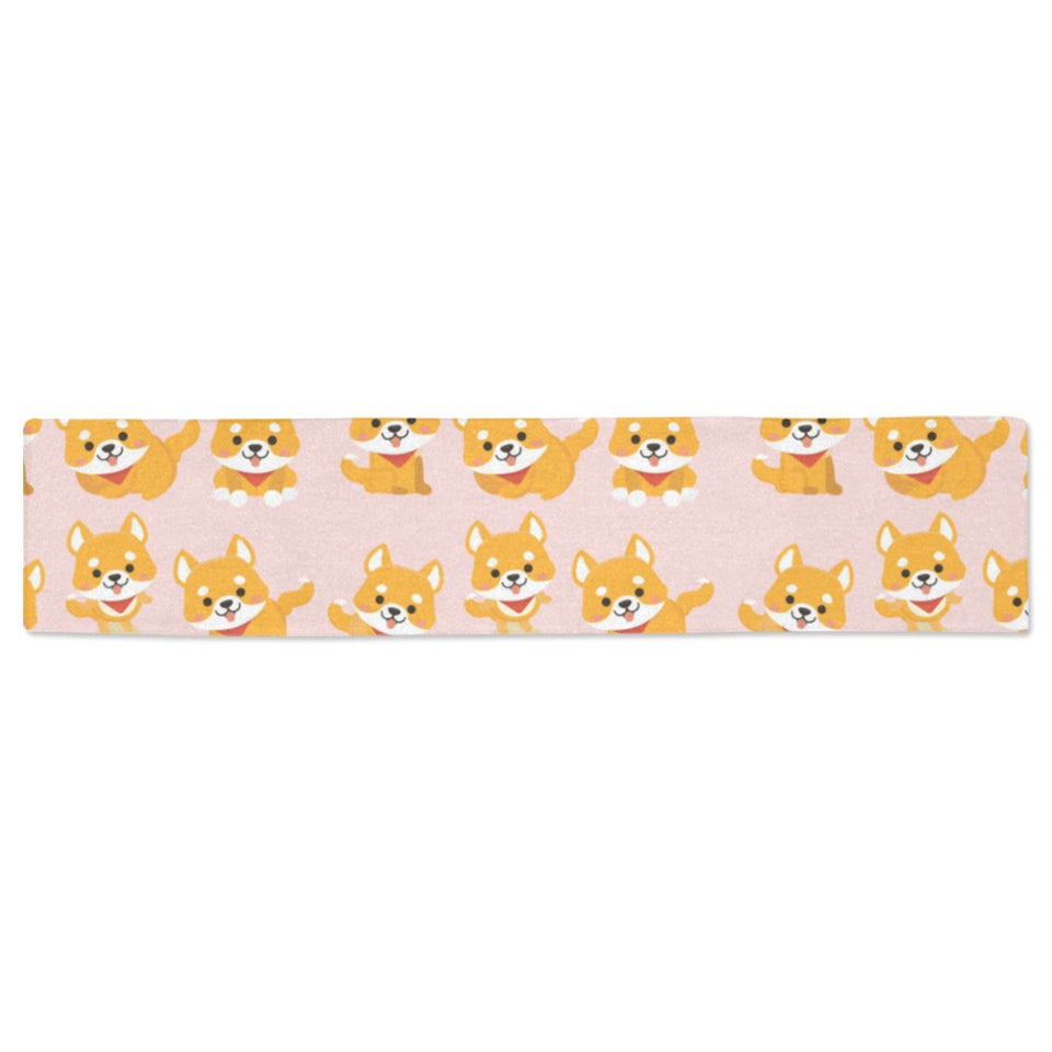 Cute shiba inu dog pattern Table Runner