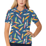 Surfboard Pattern Print Design 01 Women's All Over Print Polo Shirt