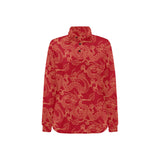 Gold dragons red background Women's Long Sleeve Polo Shirt