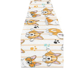 Cute dog corgi striped background pattern Table Runner