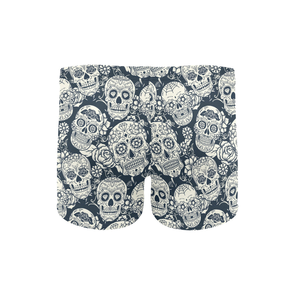 Sugar skull black white pattern Men's Swimming Trunks