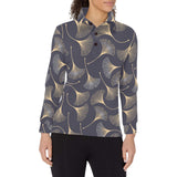 Gold ginkgo leaves Women's Long Sleeve Polo Shirt