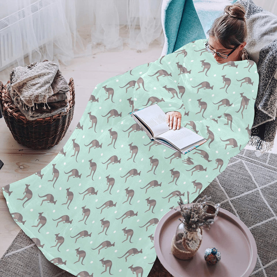 Kangaroo pattern background Blanket Robe with Sleeves