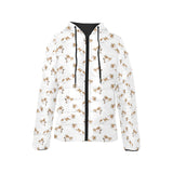 Jack Russel Pattern Print Design 04 Women's Padded Hooded Jacket