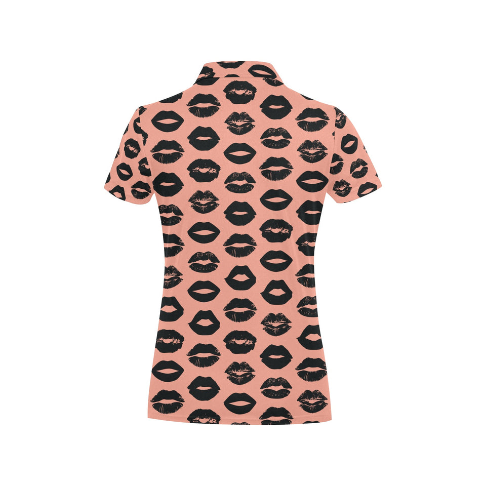 Lips Pattern Print Design 02 Women's All Over Print Polo Shirt