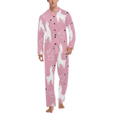 Llama Alpaca pink background Men's Long Pajama Set
