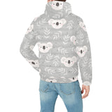 Cute koala leaves pattern Men's Padded Hooded Jacket