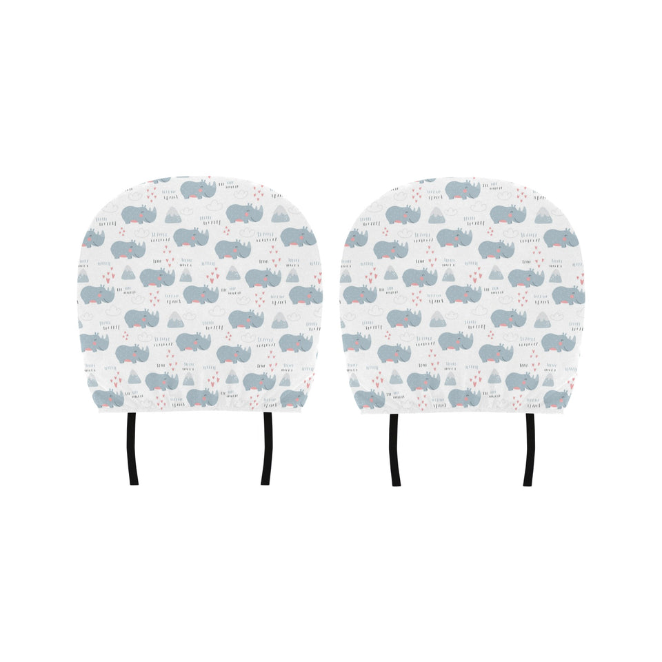 cute rhino heart pattern Car Headrest Cover