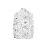 Spider web cobweb pattern white background Women's Long Sleeve Polo Shirt