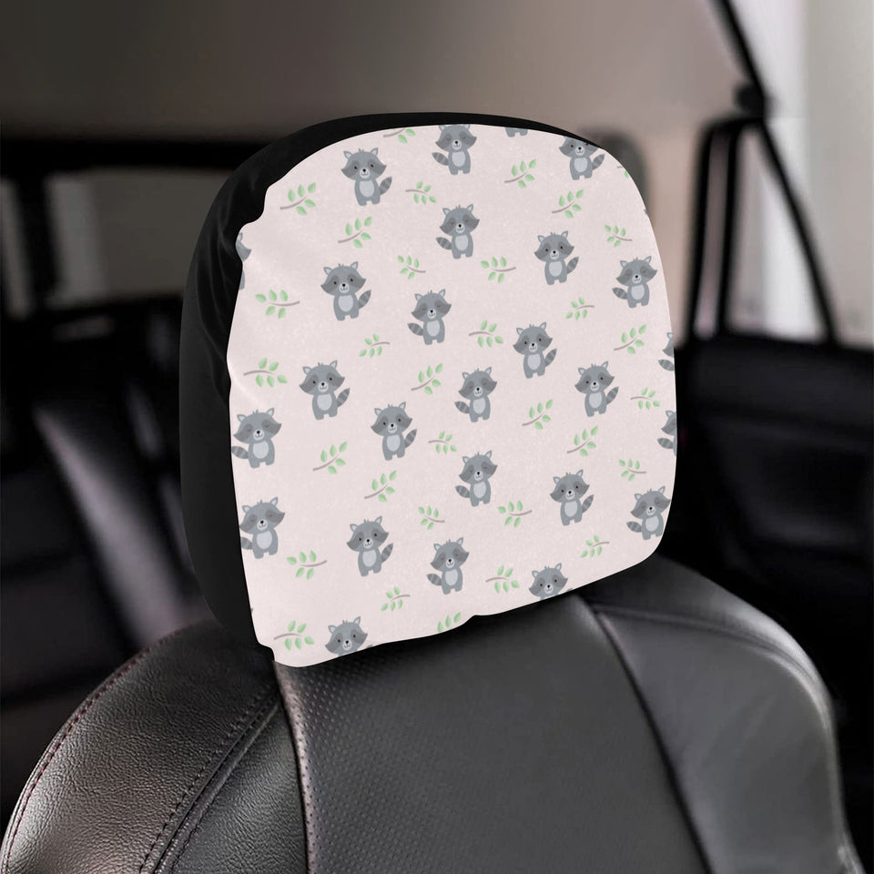 cute raccoons leaves pattern Car Headrest Cover