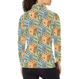 Dice Pattern Print Design 05 Women's Long Sleeve Polo Shirt
