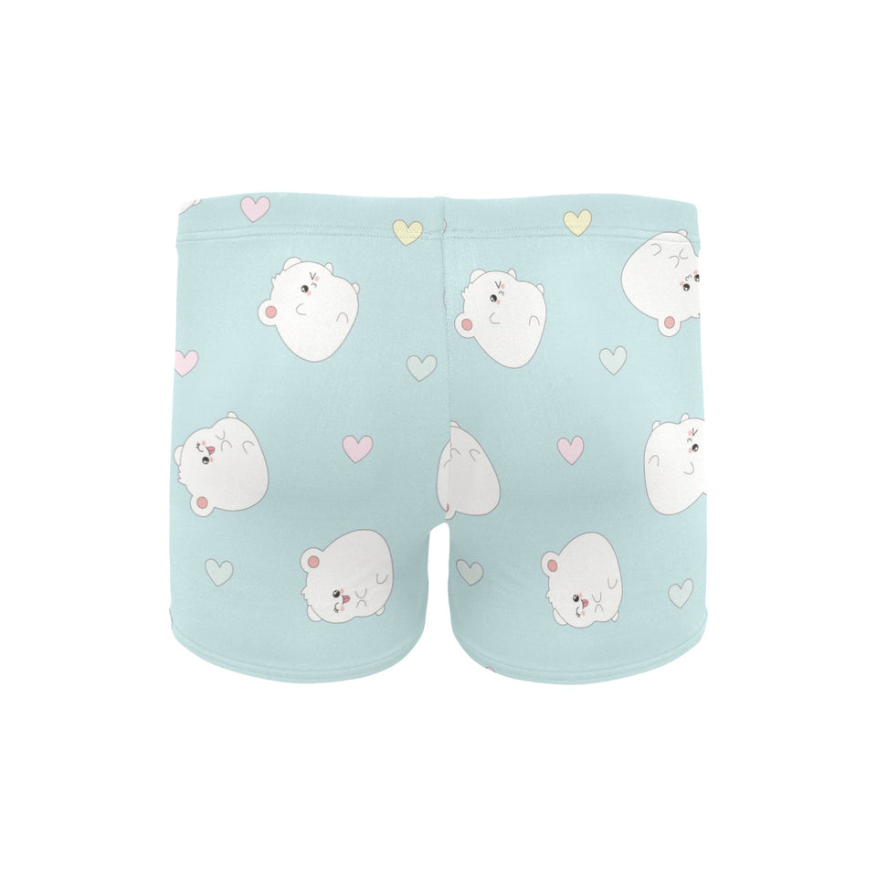 White cute hamsters heart pattern Men's Swimming Trunks