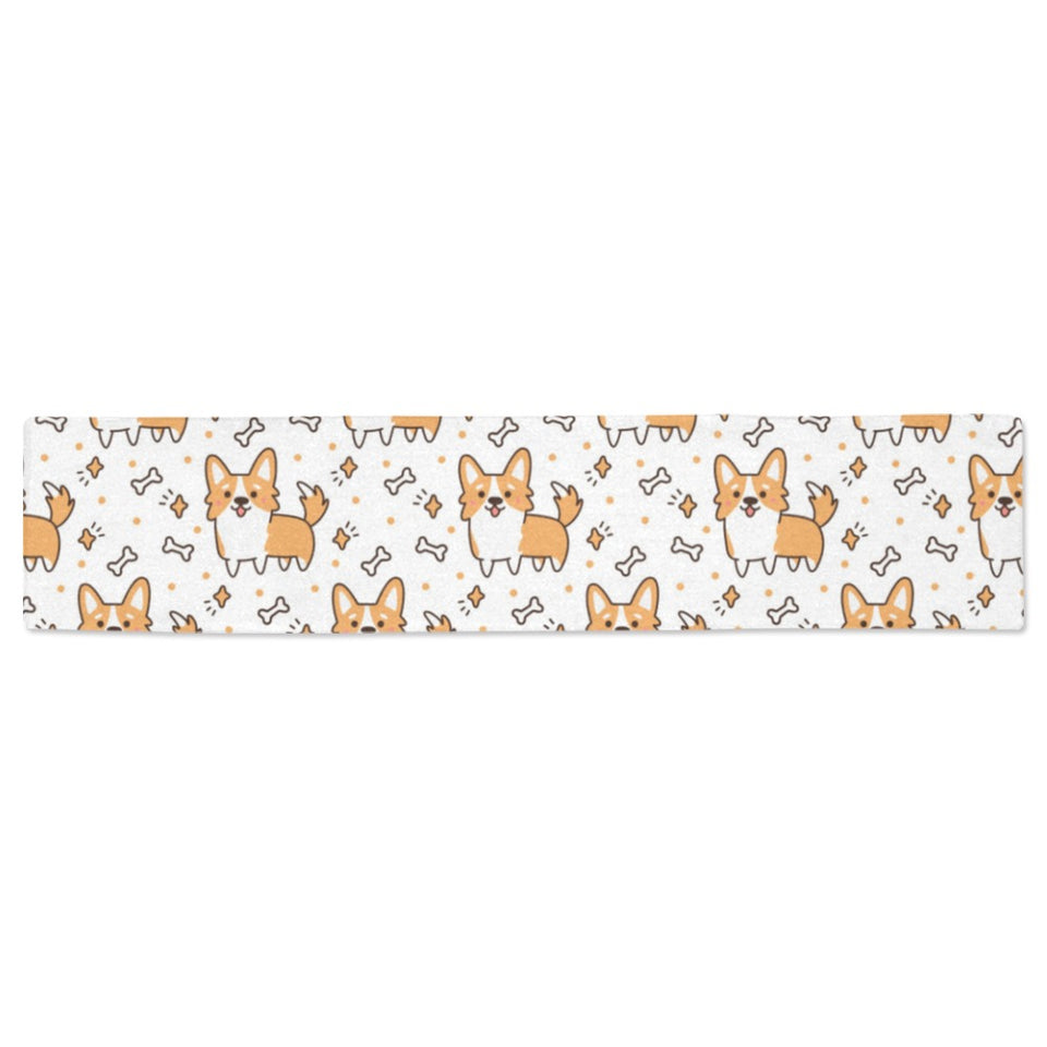 Cute corgi heart star bone pattern Table Runner