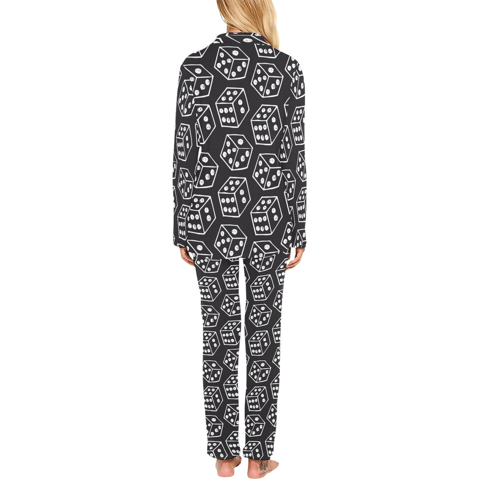 Dice Pattern Print Design 01 Women's Long Pajama Set