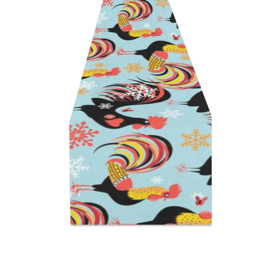 Rooster chicken cock snowfalke Table Runner