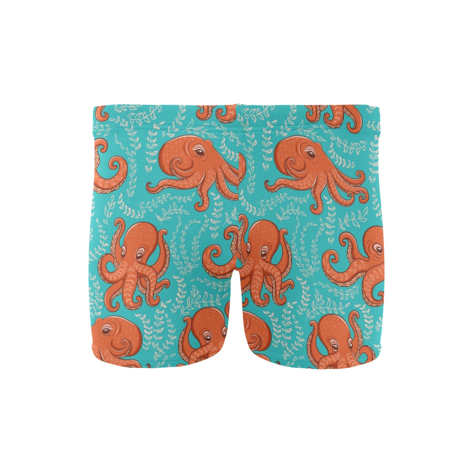 Octopus turquoise background Men's Swimming Trunks