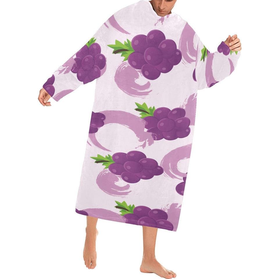 Cute Grape pattern Blanket Robe with Sleeves