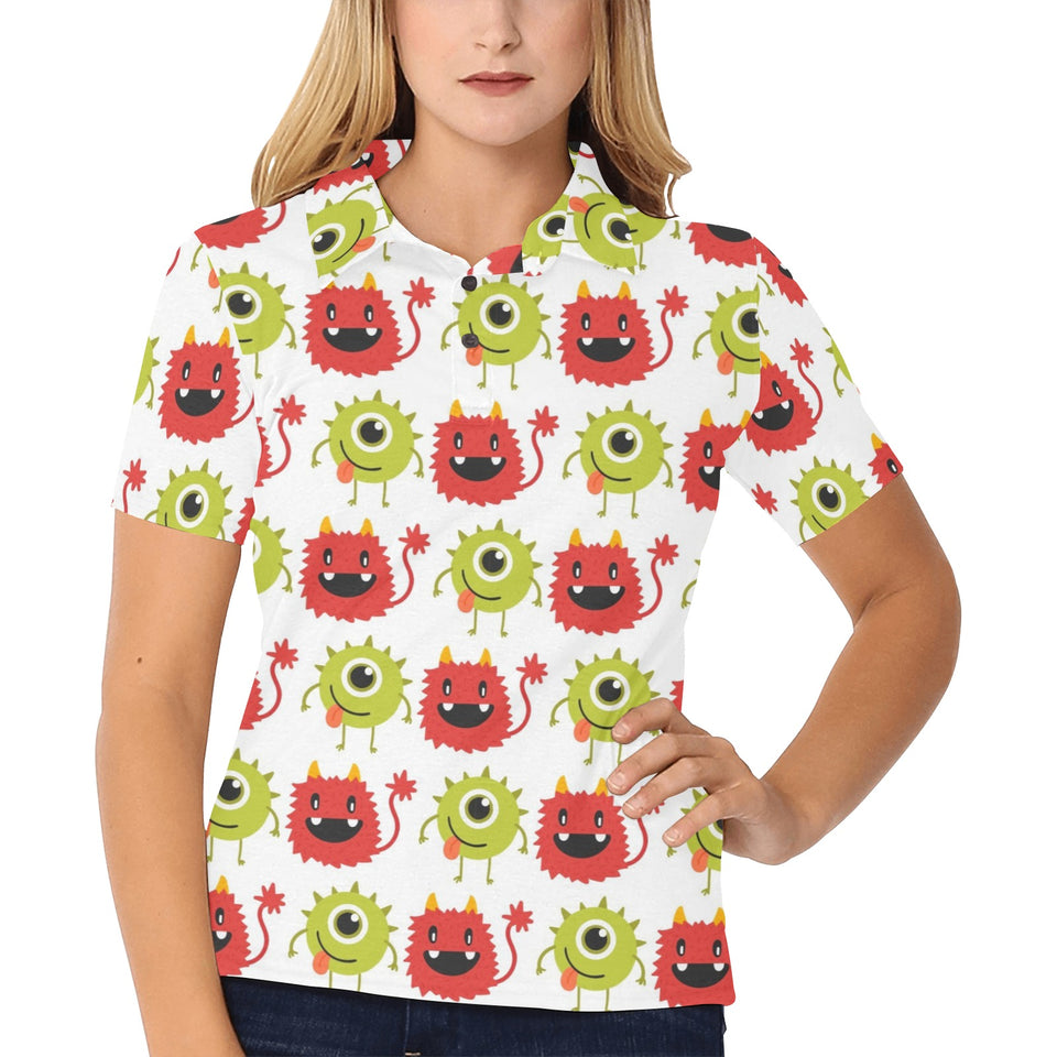 Alien Pattern Print Design 05 Women's All Over Print Polo Shirt
