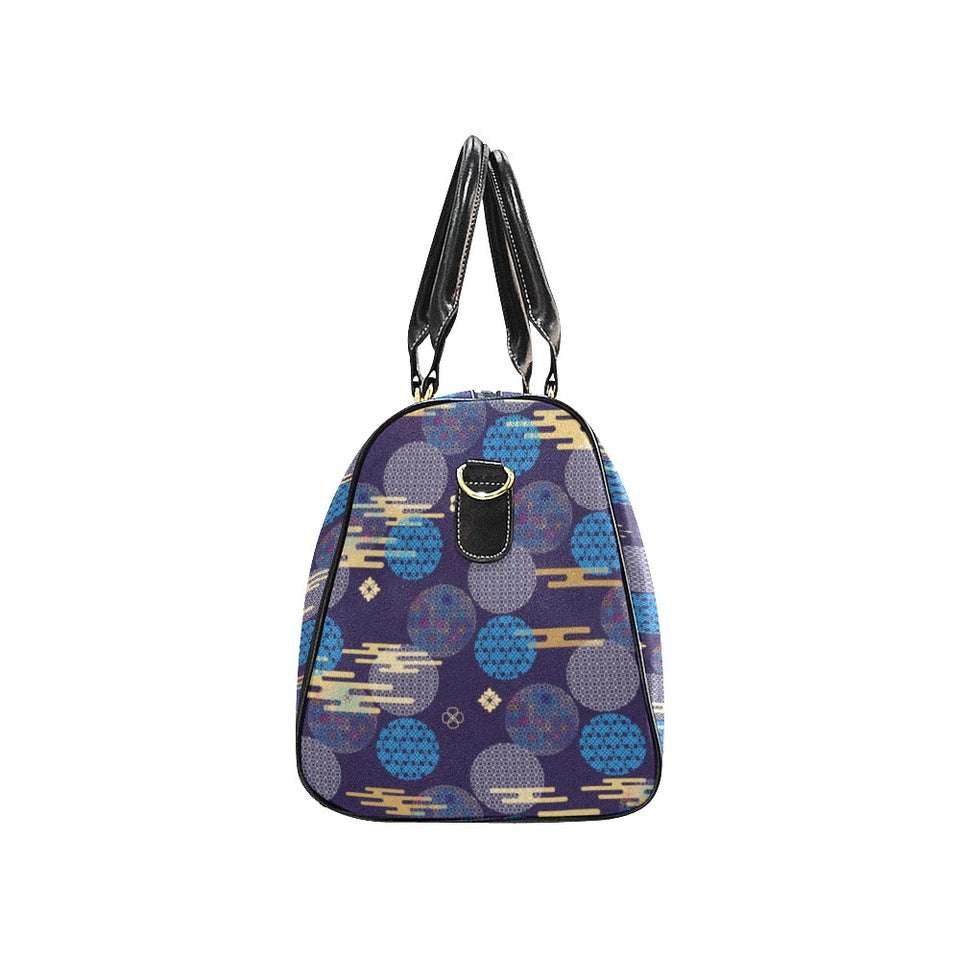 Blue japanese pattern cloud wave flower Travel Bag