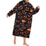 Halloween pattern Pumpkin background Blanket Robe with Sleeves